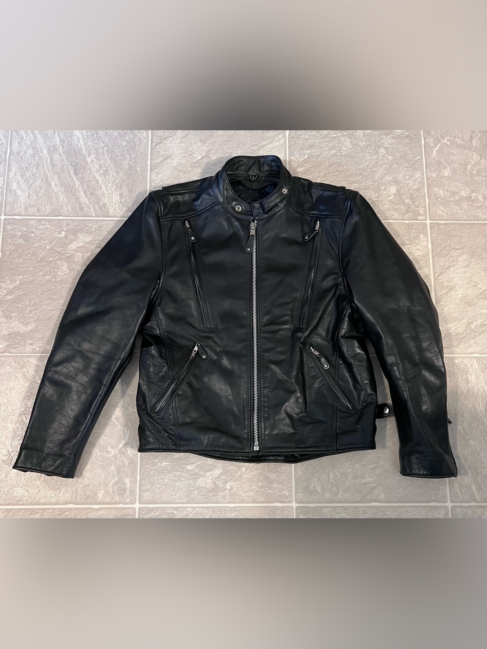 First Leather Apparel Motorcycle Jacket Black Size Large Thinsulate  Cafe Racer